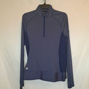 Adidas Women's Navy Striped Blue Top 1/4 Zip #184